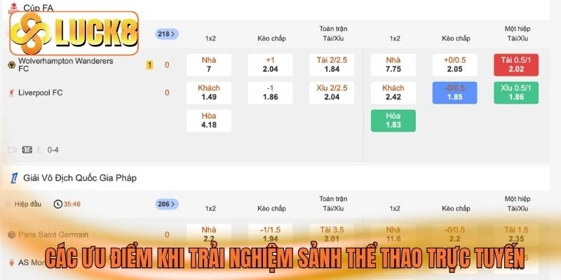Các ưu điểm khi trải nghiệm sảnh thể thao trực tuyến
